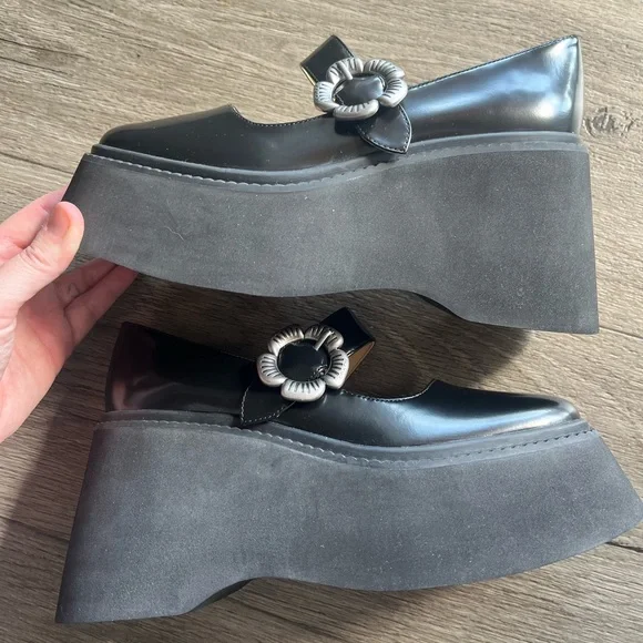 NEW COACH Women's Tea Rose Platform Mary Janes in black size 6 shoes - Picture 10 of 11